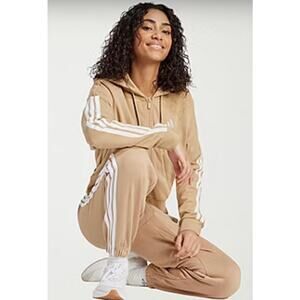 NEW ADIDAS Fleece 3S Women's XL Tracksuit Warm Sandstone